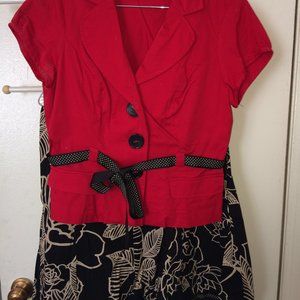 Two-Piece Red Dress Outfit
